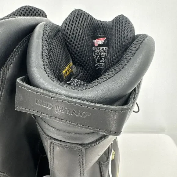 Red Wing 4495 Goretex 12 Black Leather Work Safety Toe‎ Boots Men's 7.5 E2 Wide